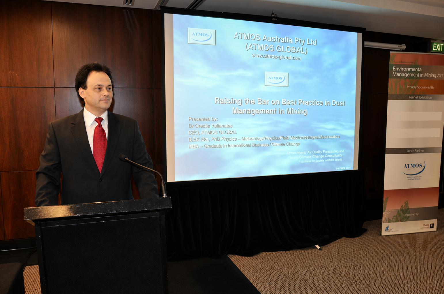 Dr Orestis Valianatos presenting at the 2011 Environmental Management in Mining Conference